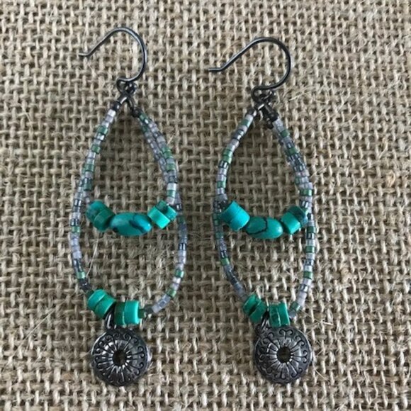 Silpada Turquoise Bead and Sterling Silver Earrings - Picture 1 of 4